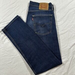 Levis 513 Jeans Mens 32x32 Blue Denim Slim Straight Leg Stretch Mid Rise Casual